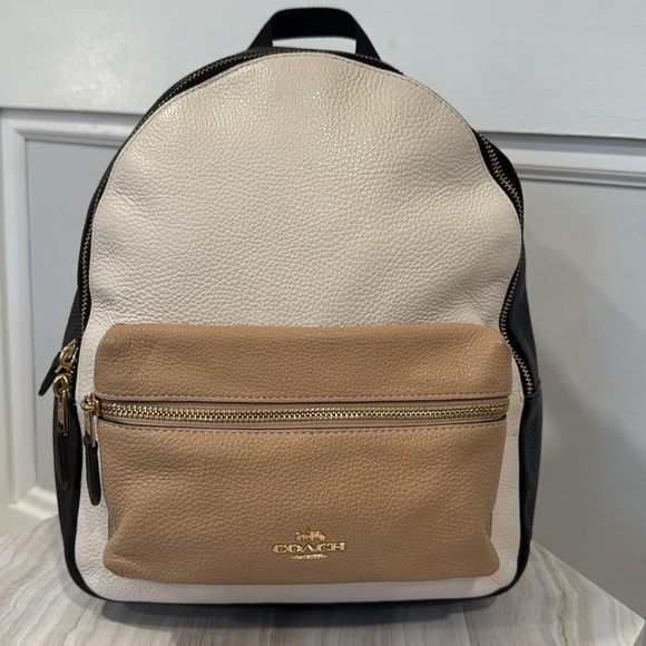 Coach Colorblock Charlie Pebbled Leather Backpack - Picture 4 of 17